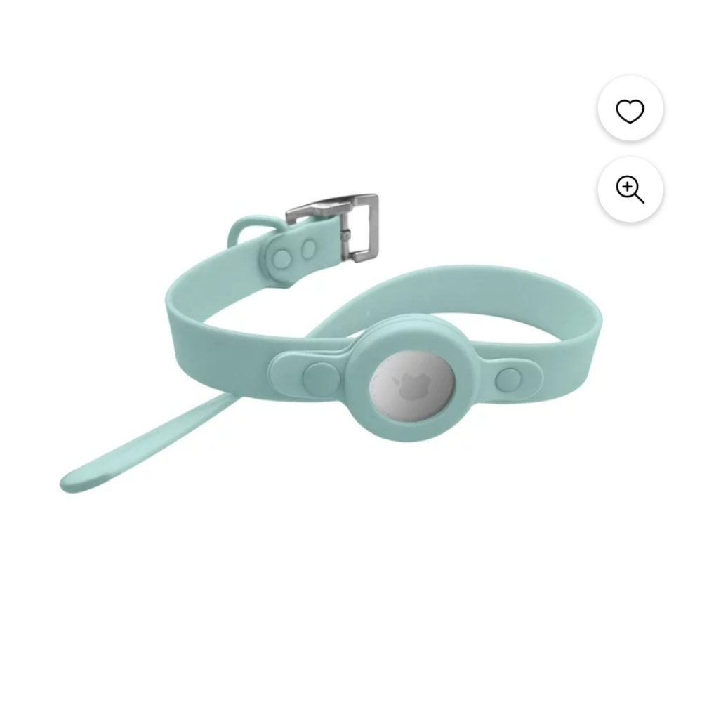 LUXE + LOLI Mint Dog Collar with AirTag Holder, Medium